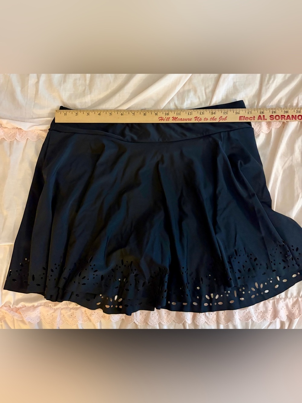 Black Laser-Cut A-Line bathing suit bottom Skirt - Women